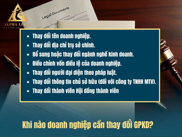 Các trường hợp cần thay đổi giấy phép đăng ký kinh doanh