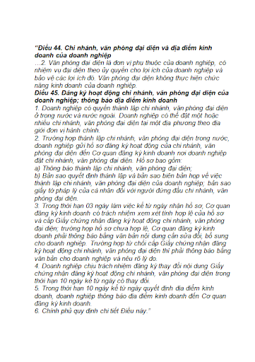 luật doanh nghiệp 2020 Về Văn Phòng Đại Diện