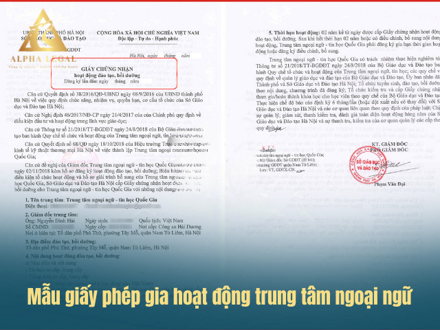 Mẫu gia hạn giấy phép hoạt động trung tâm ngoại ngữ