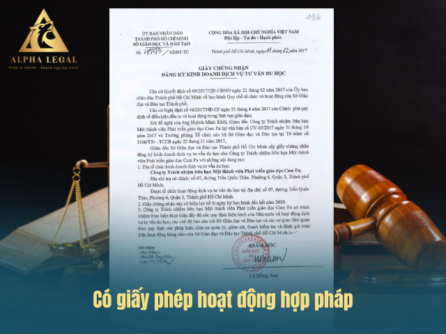 Giấy phép hoạt động công ty tư vấn du học