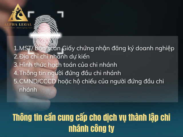 Thông tin cần cung cấp cho Alpha Legal